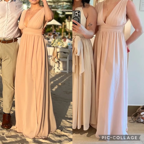 Lulu’s Blush Chiffon Pleated Bust Side Slit  Maxi Dress - Picture 5 of 11
